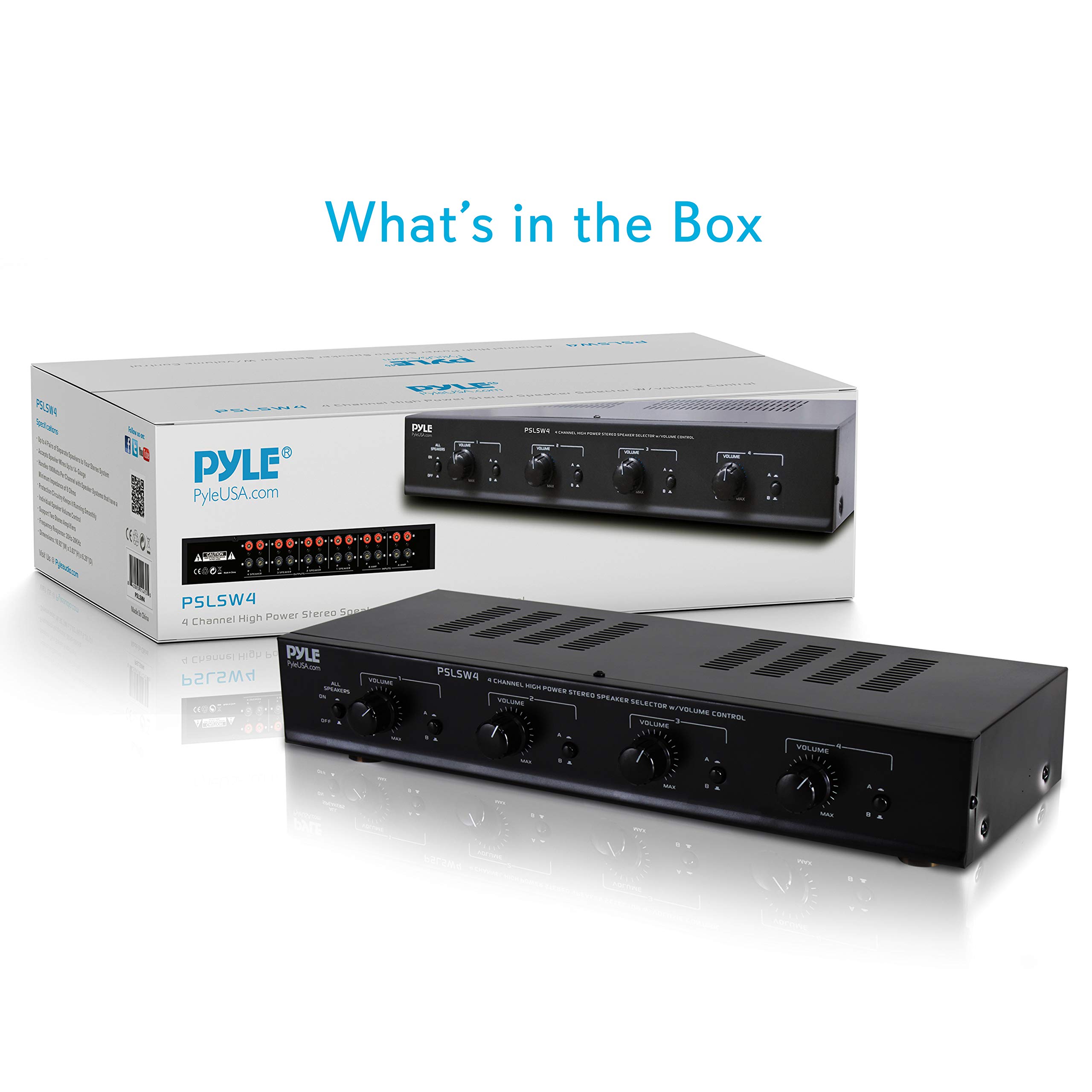 Foto 7 | Interruptor Selector De Altavoces Pyle Pslsw4 4 Canales 100 W Negro - Venta Internacional.