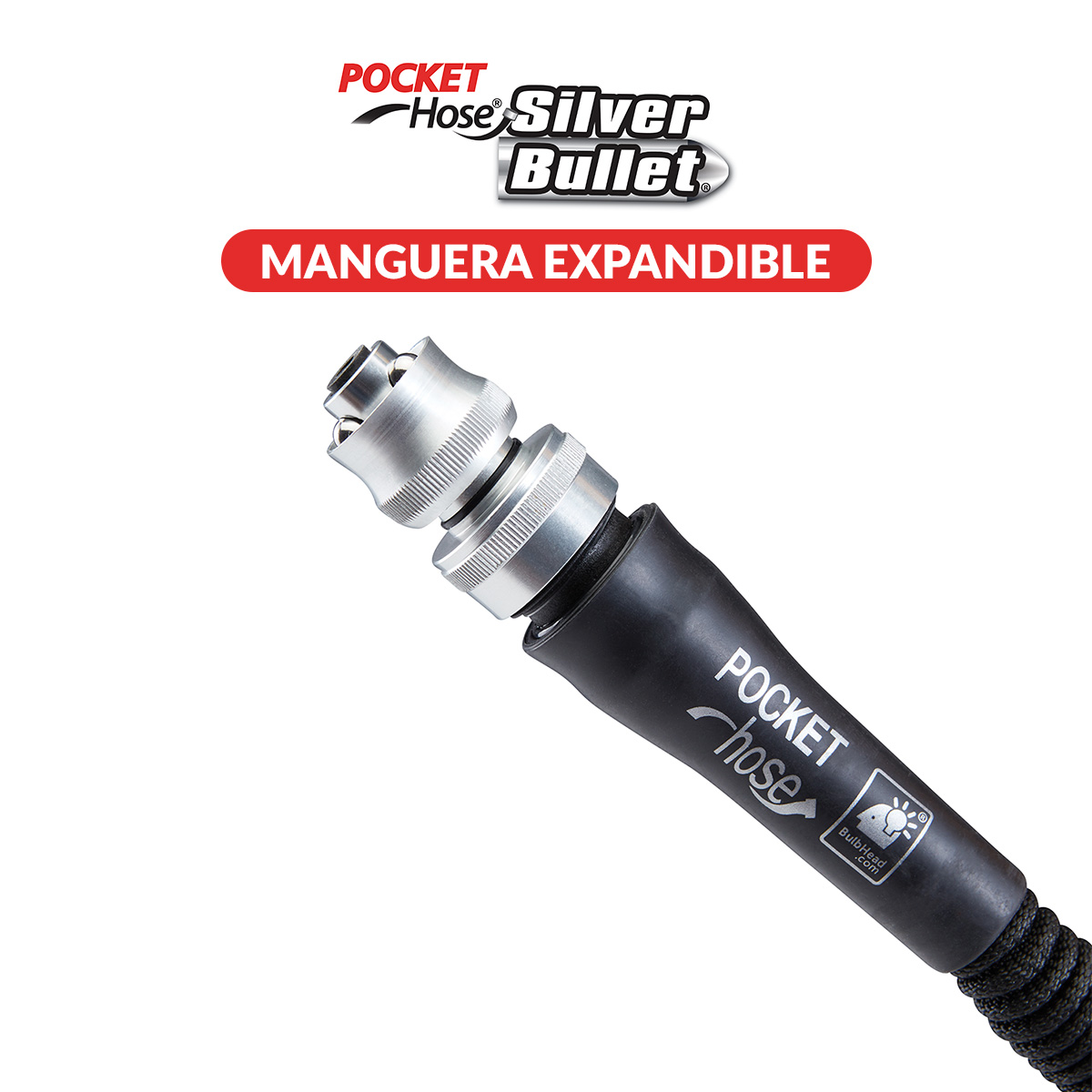 Foto 4 pulgar | Manguera Expandible De 15 Metros Tv Ofertas Pocket Hose Silver Bullet Color Negro Con Fuertes Conectores De Aluminio