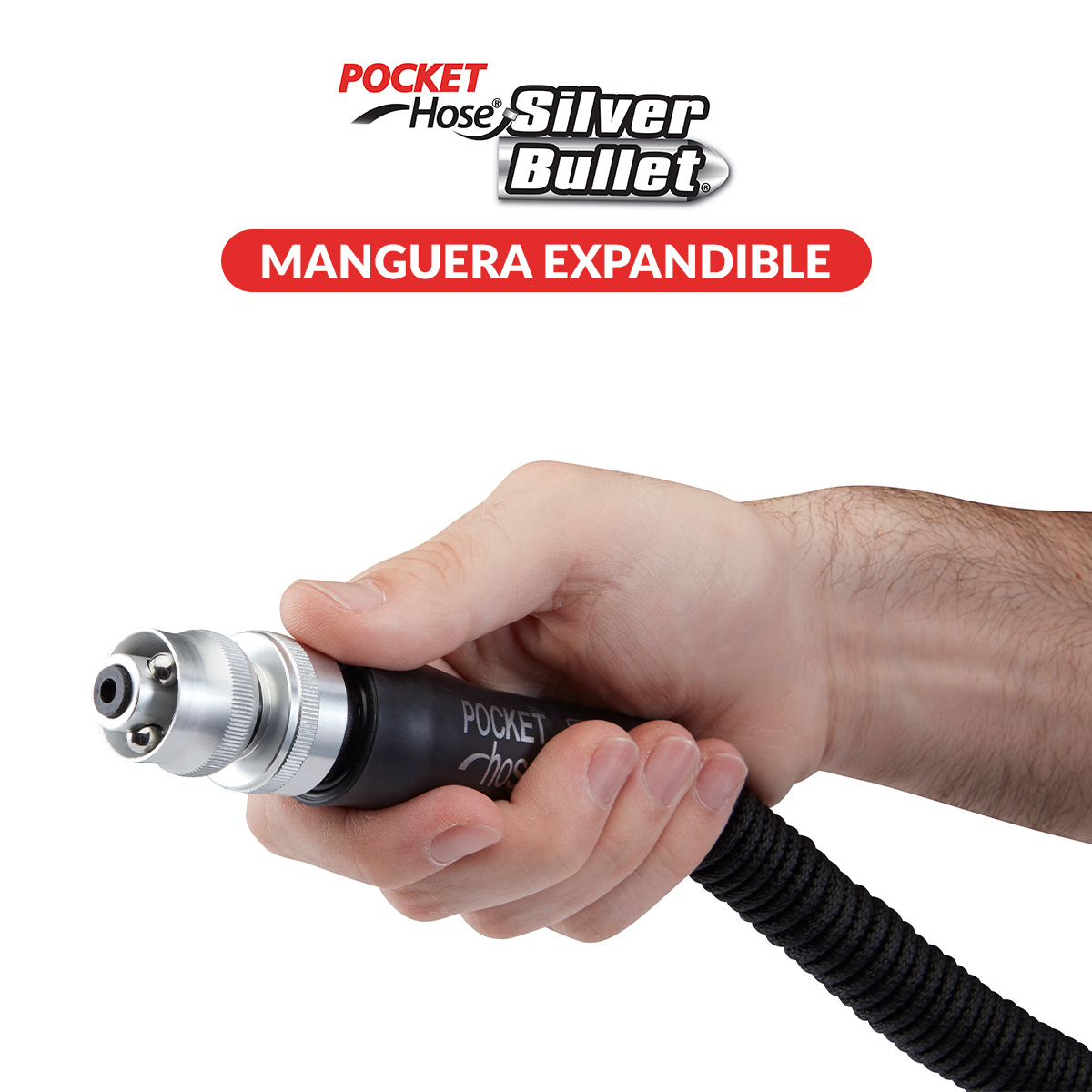 Foto 6 | Manguera Expandible De 15 Metros Tv Ofertas Pocket Hose Silver Bullet Color Negro Con Fuertes Conectores De Aluminio