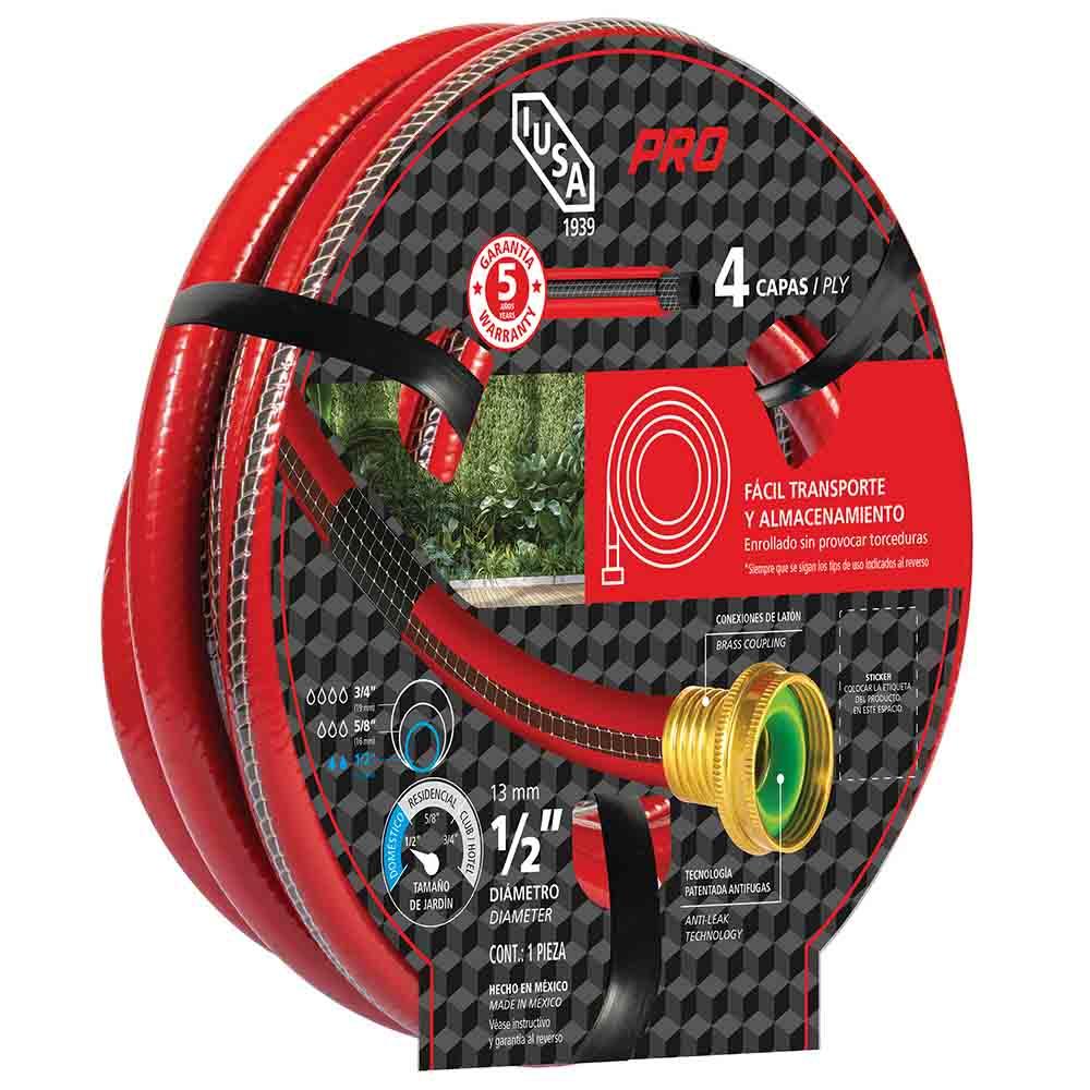 Manguera IUSA KREDI20 color Rojo 20M Pro Cuatro Capas con Conexiones Metálicas $361