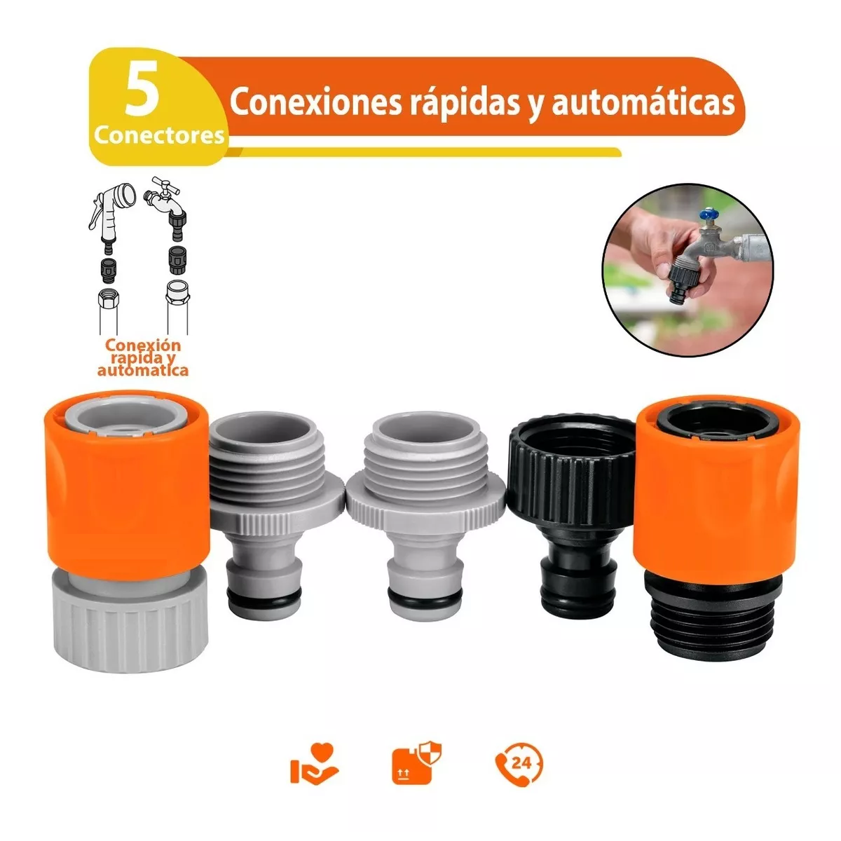 Foto 3 pulgar | Juego de 5 Conectores Abs Cambio Rápido 3/4 Eo Safe Imports Esi-8559 Naranja