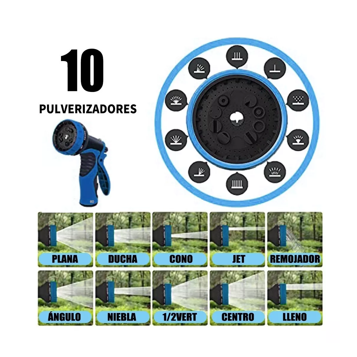 Foto 2 | Manguera De Riego Extensible De 10 Modos Y 15m Eo Safe Imports Esi-7331-1 Azul