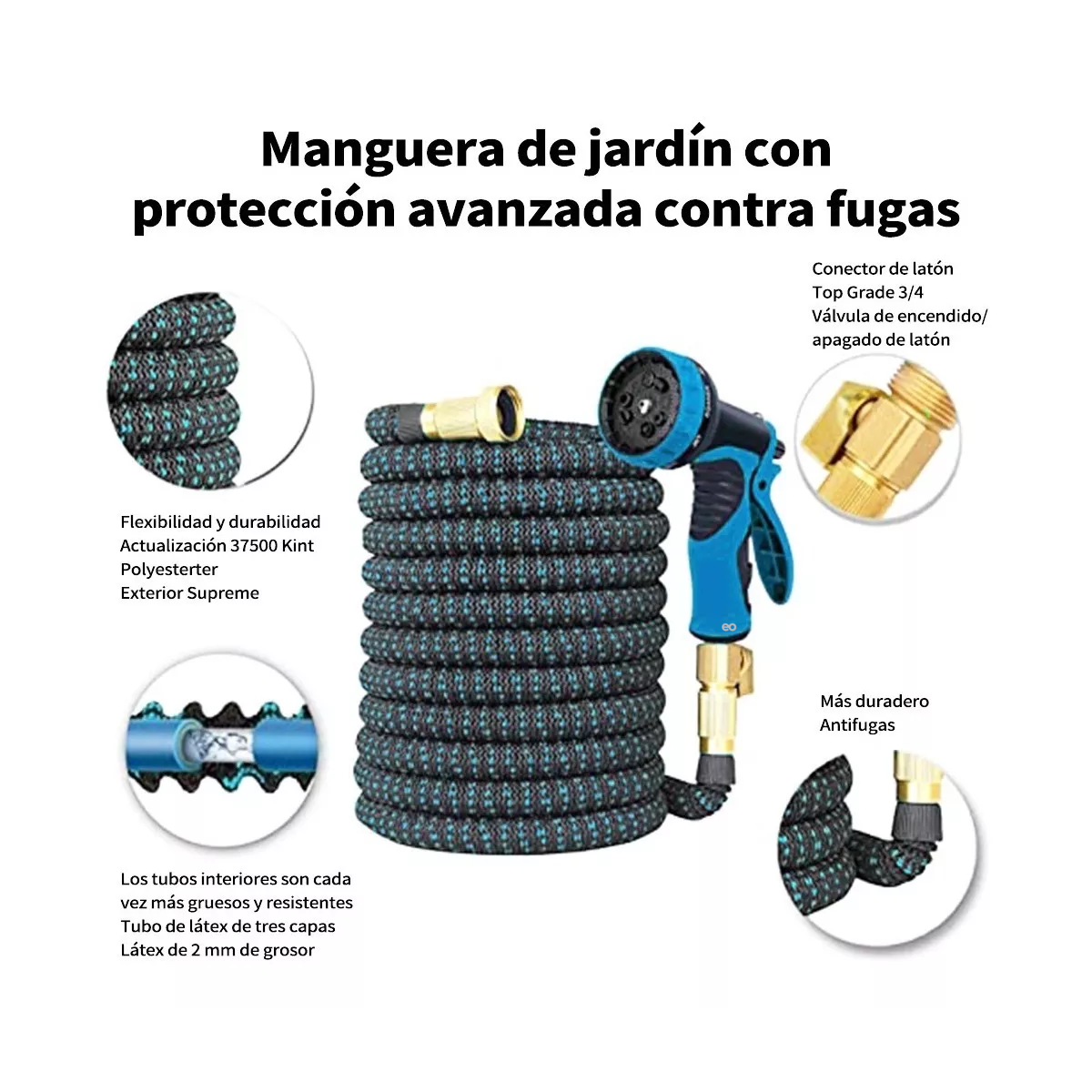 Foto 3 | Manguera De Riego Extensible De 10 Modos Y 15m Eo Safe Imports Esi-7331-1 Azul