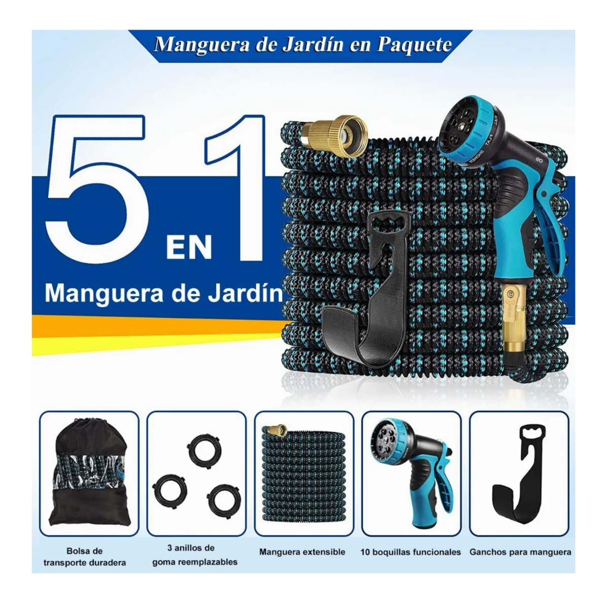 Foto 2 | Manguera De Jardín Extensible 15m Eo Safe Imports Esi-2032-1 Azul