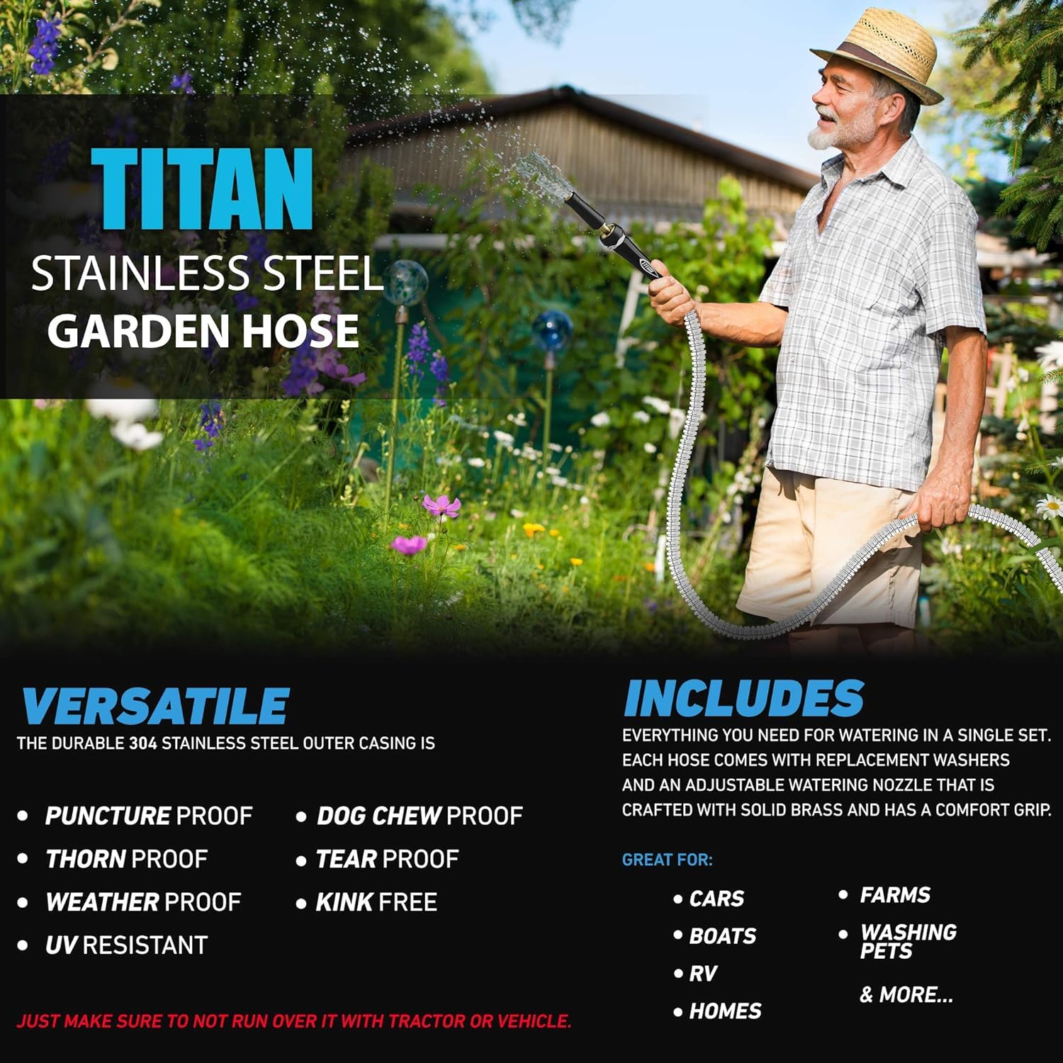 Foto 4 pulgar | Manguera De Jardín Titan 304 De Acero Inoxidable 150 Pies (45 M) - Venta Internacional.