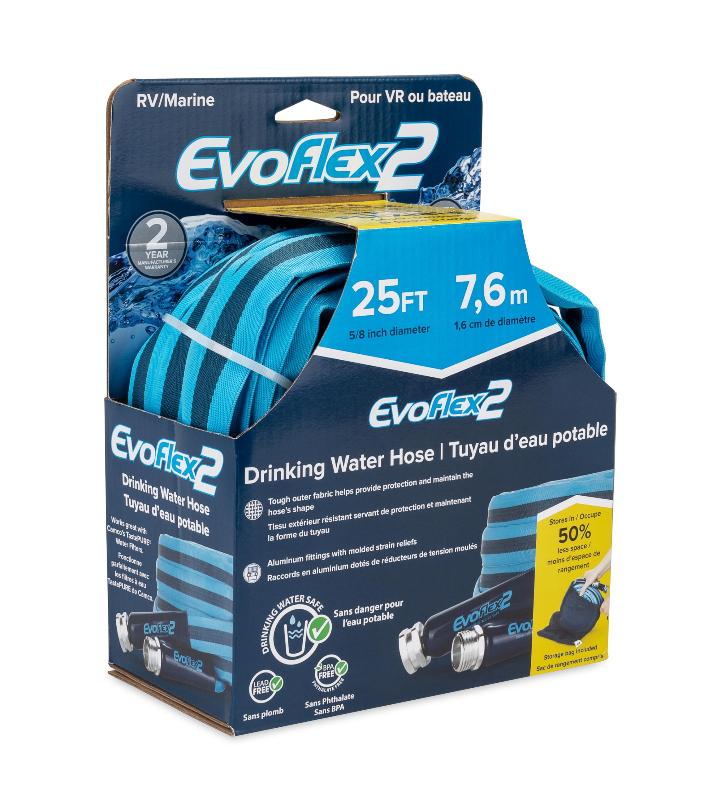 Foto 5 pulgar | Manguera De Agua Potable Camco Evoflex2 De 25 Pies Para Rv Con Tela - Venta Internacional.