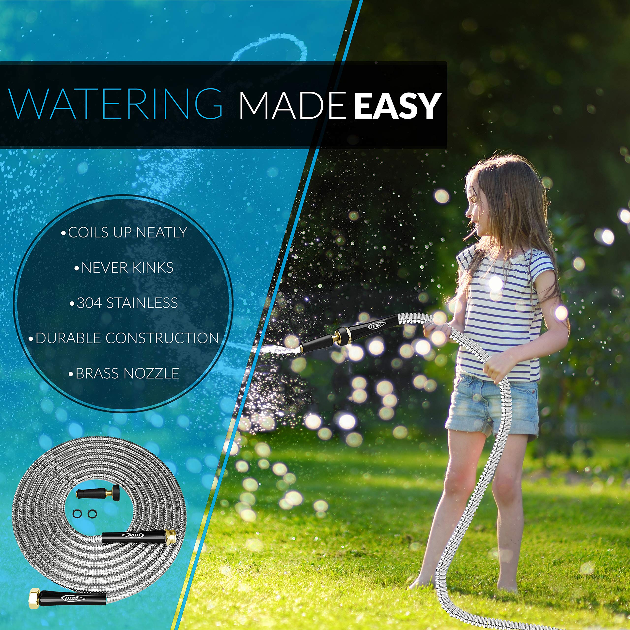 Foto 5 | Manguera De Jardín Titan 304 De Acero Inoxidable, 15 M, Flexible, 500 Psi - Venta Internacional.
