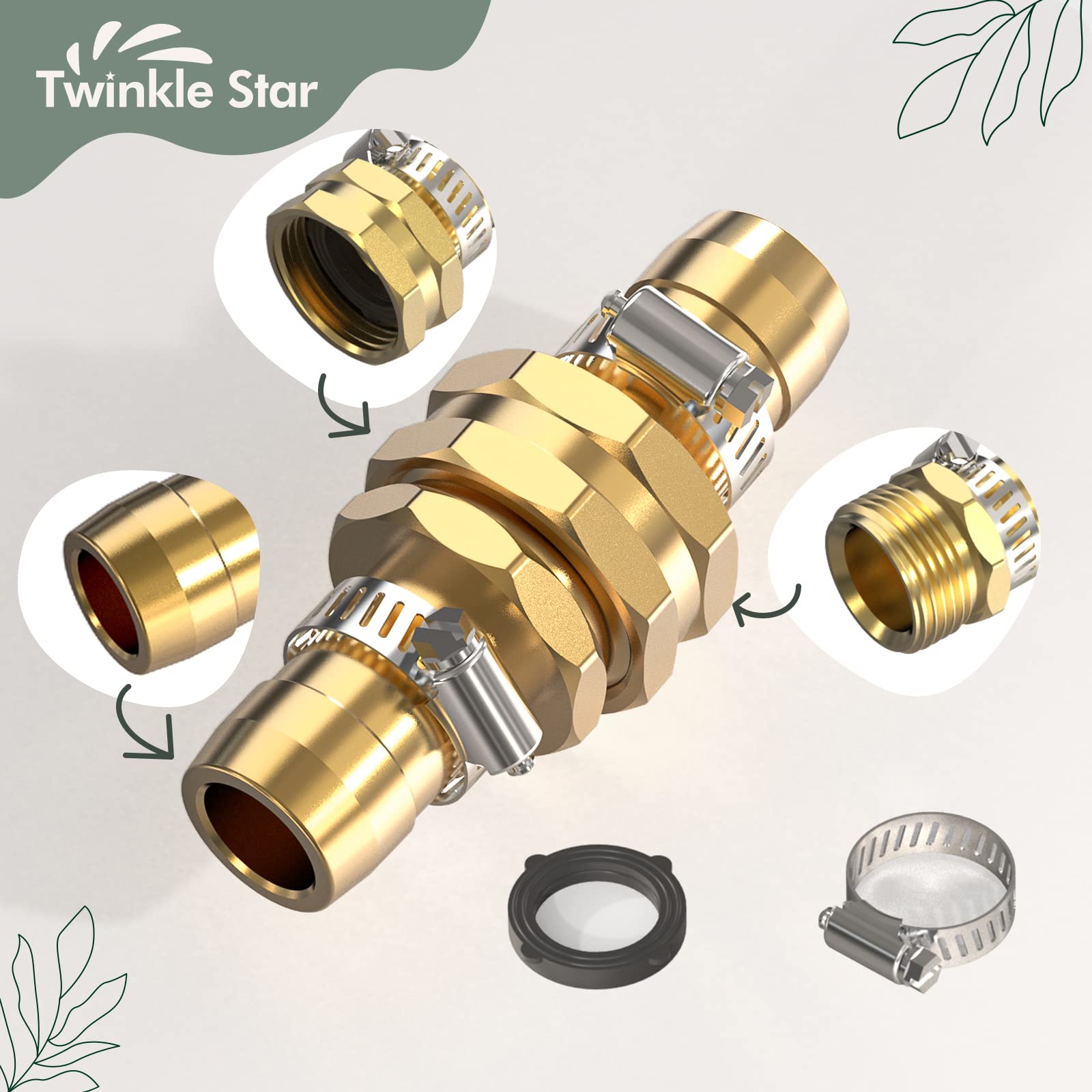 Foto 3 | Kit De Conectores Para Reparación De Mangueras De Jardín Twinkle Star Con Abrazaderas - Venta Internacional.