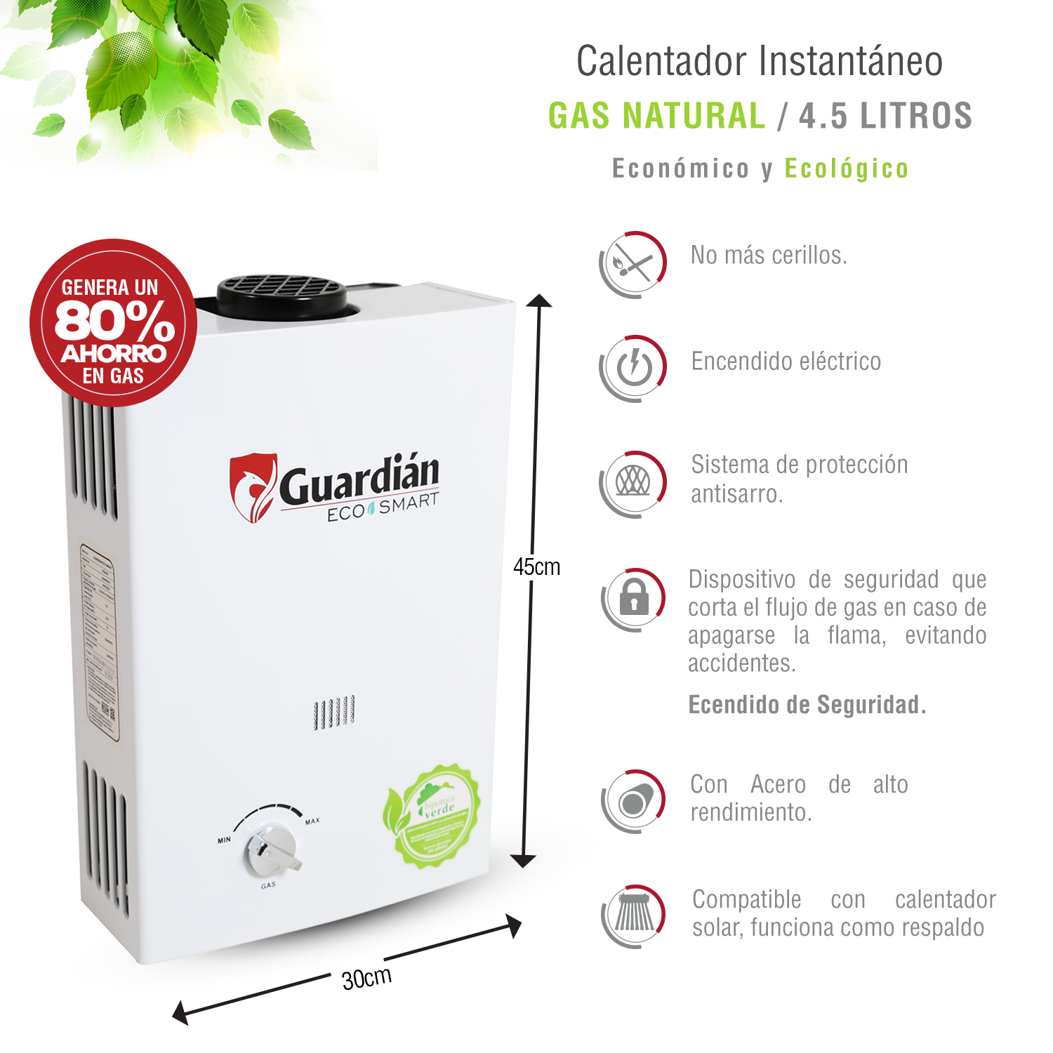 Foto 3 | Calentador de Agua Guardian Gains045gn01 de 4.5 L