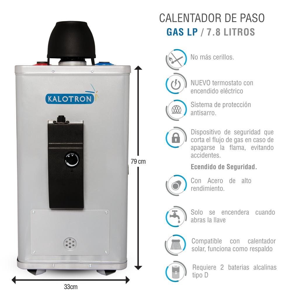 Foto 4 pulgar | Boiler de Paso Gas Lp Kalotron 7.8l 2.5 Servicios Encendido Eléctrico