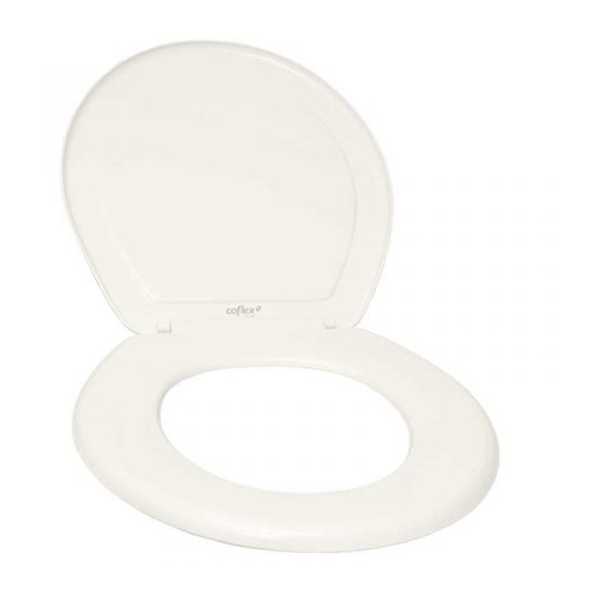 Asiento Para WC Redondo Coflex Cerrado Color Blanco Bisagras Ajustables