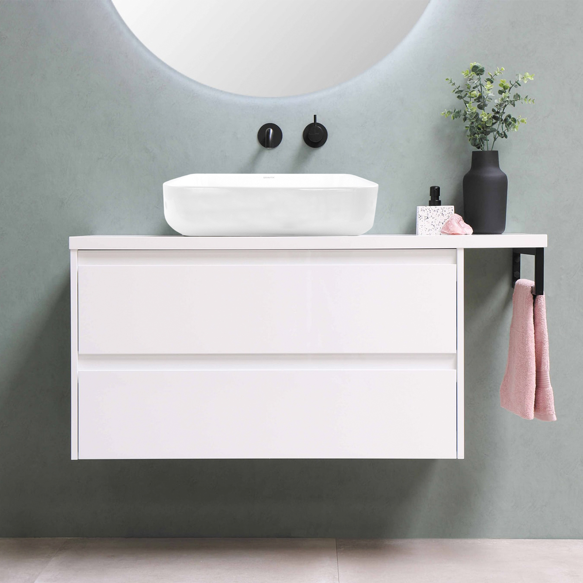 Foto 4 pulgar | Lavabo De Ceramica Rectangular Color Blanco De Sobrecubierta Sin Rebosadero Marca Gravita