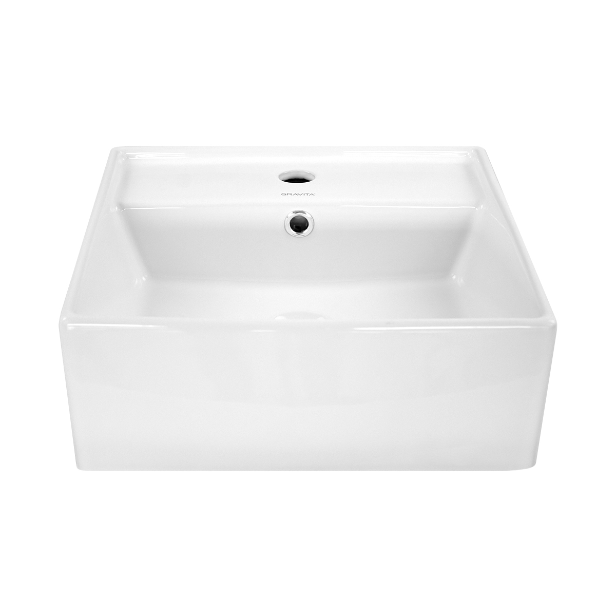 Foto 1 | Lavabo De Ceramica Cuadrado Color Blanco De Sobrecubierta Con Rebosadero Marca Gravita