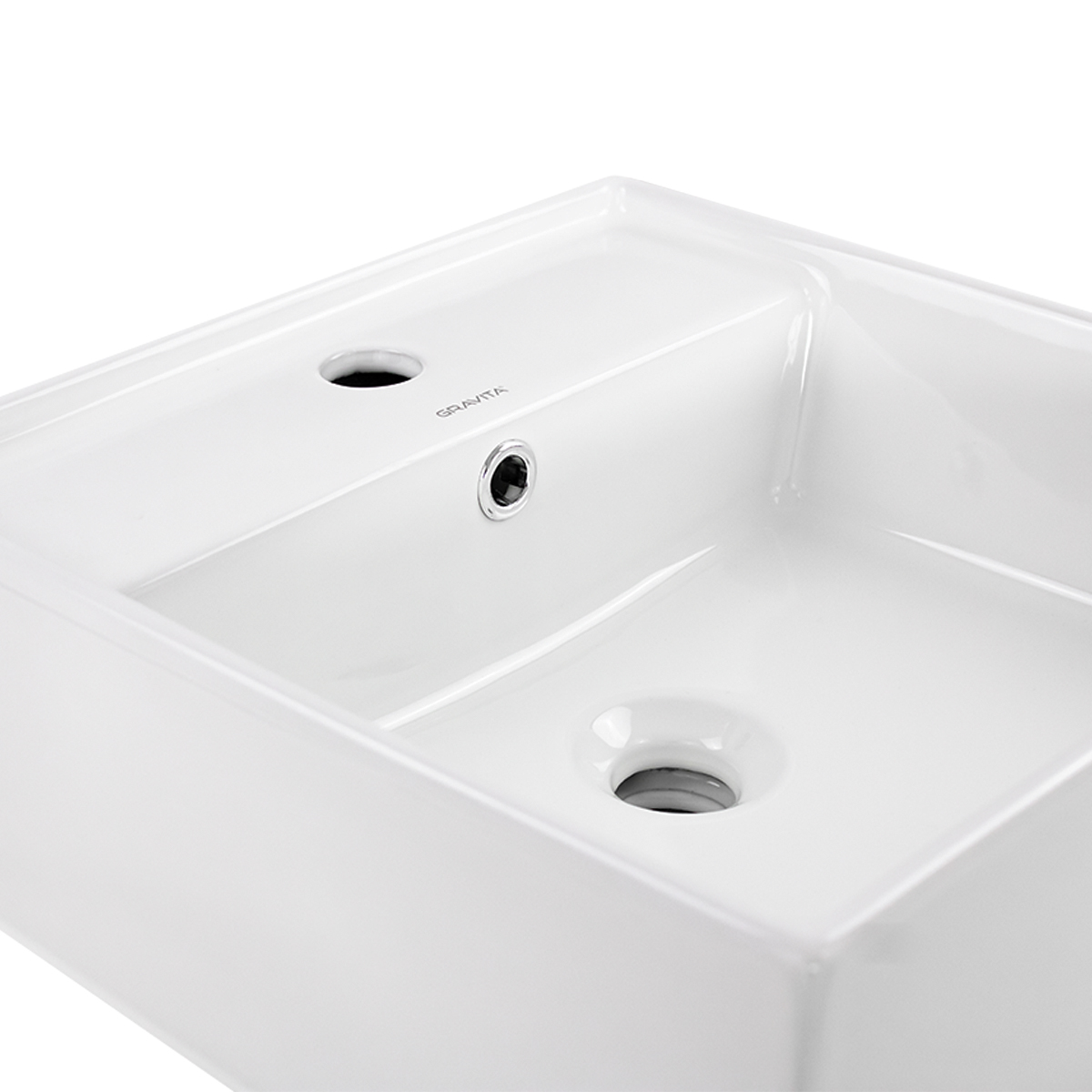 Foto 5 pulgar | Lavabo De Ceramica Cuadrado Color Blanco De Sobrecubierta Con Rebosadero Marca Gravita