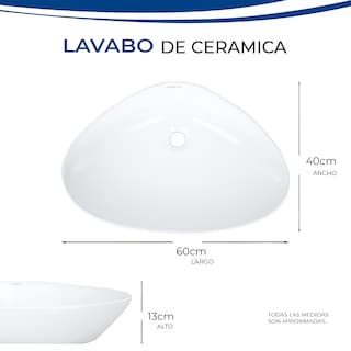 Foto 5 | Lavabo de Cerámica Ovalado sin Rebosadero Gravita Blanco