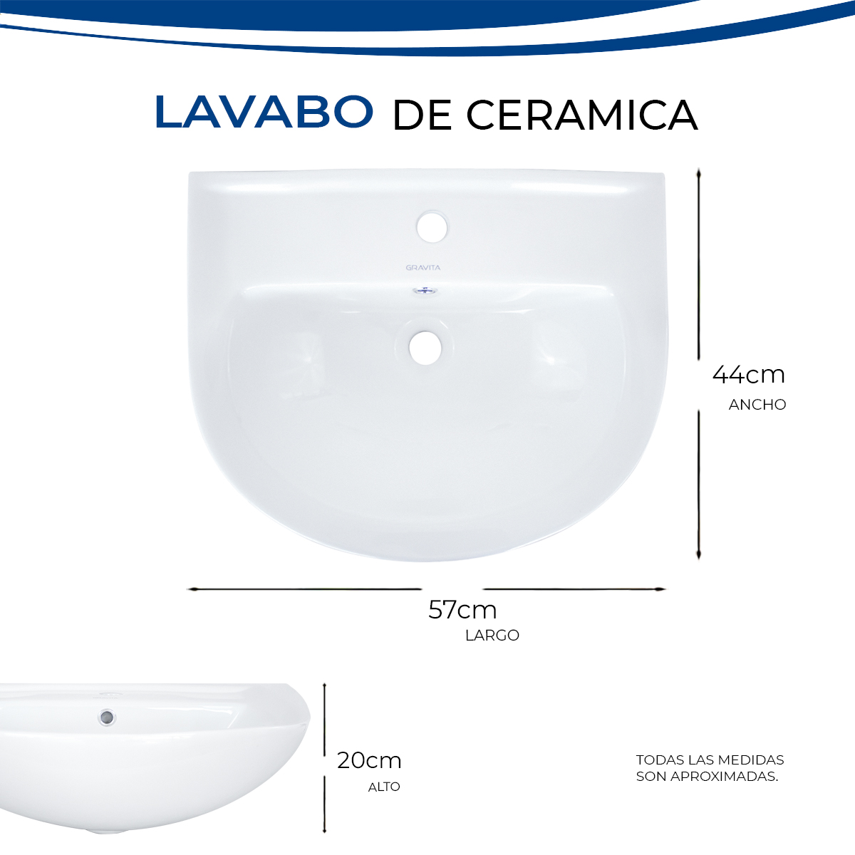 Foto 6 pulgar | Lavabo de Cerámica con Pedestal y con Rebosadero Gravita Blanco