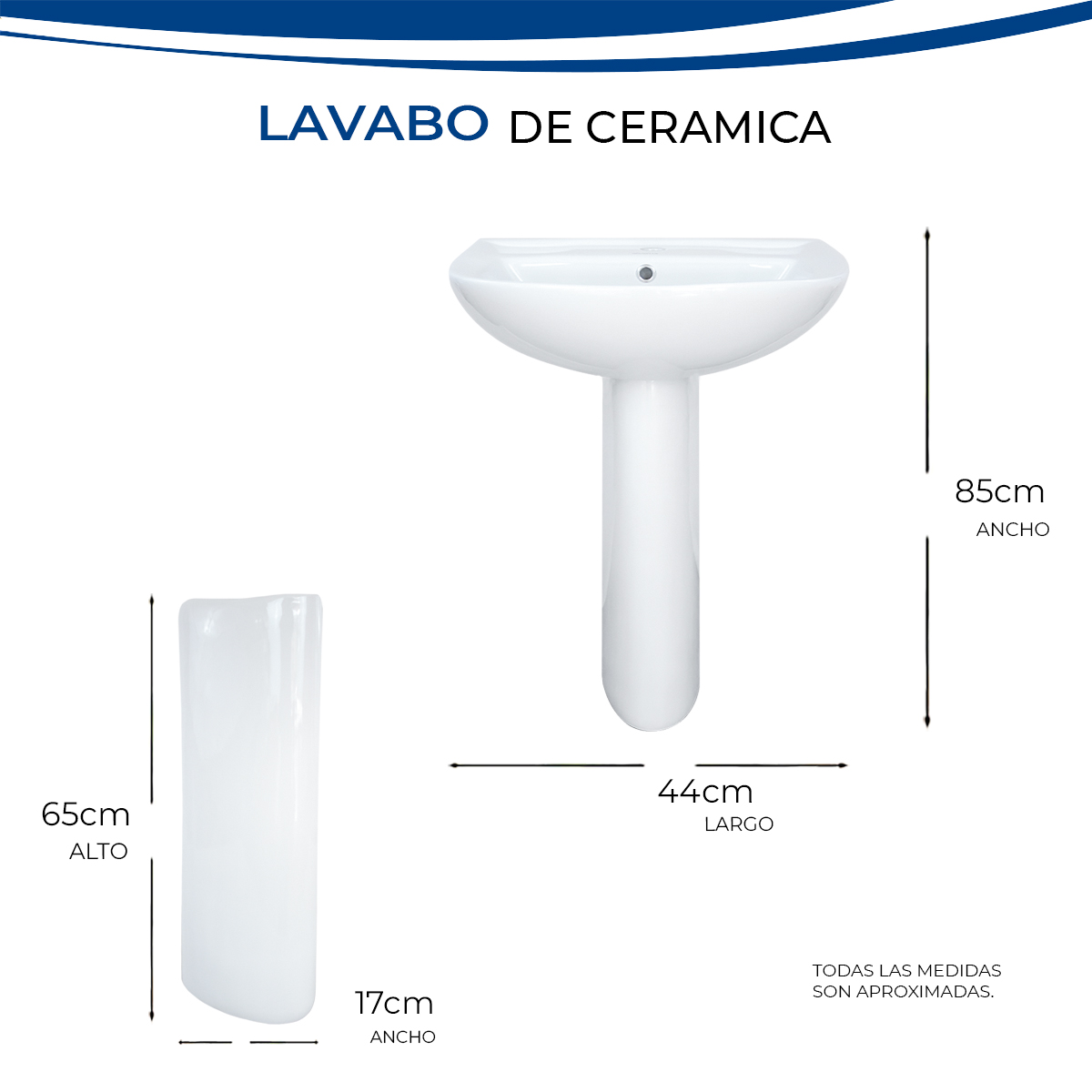 Foto 7 pulgar | Lavabo de Cerámica con Pedestal y con Rebosadero Gravita Blanco