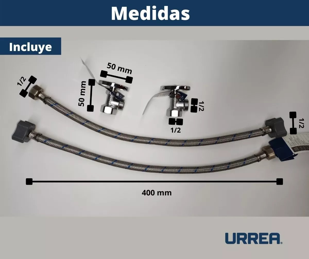 Foto 4 pulgar | Manguera Flexible Para Lavabo Tarja De Baño De 1/2x1/2x40