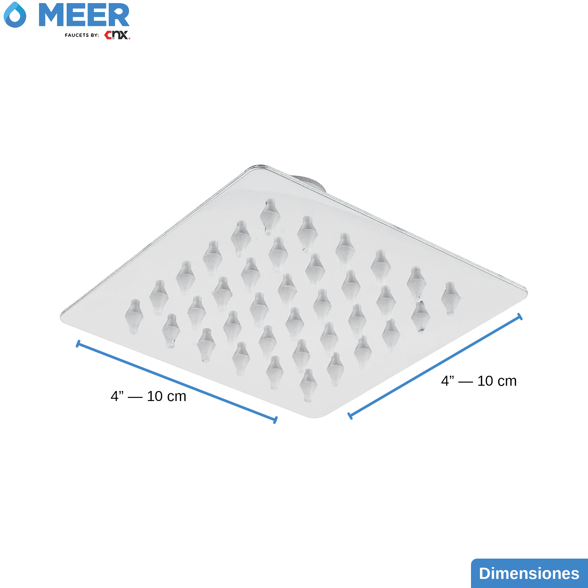 Foto 4 | Regadera Cuadrada de 4'' Cnx color Plateado de Acero Inoxidable