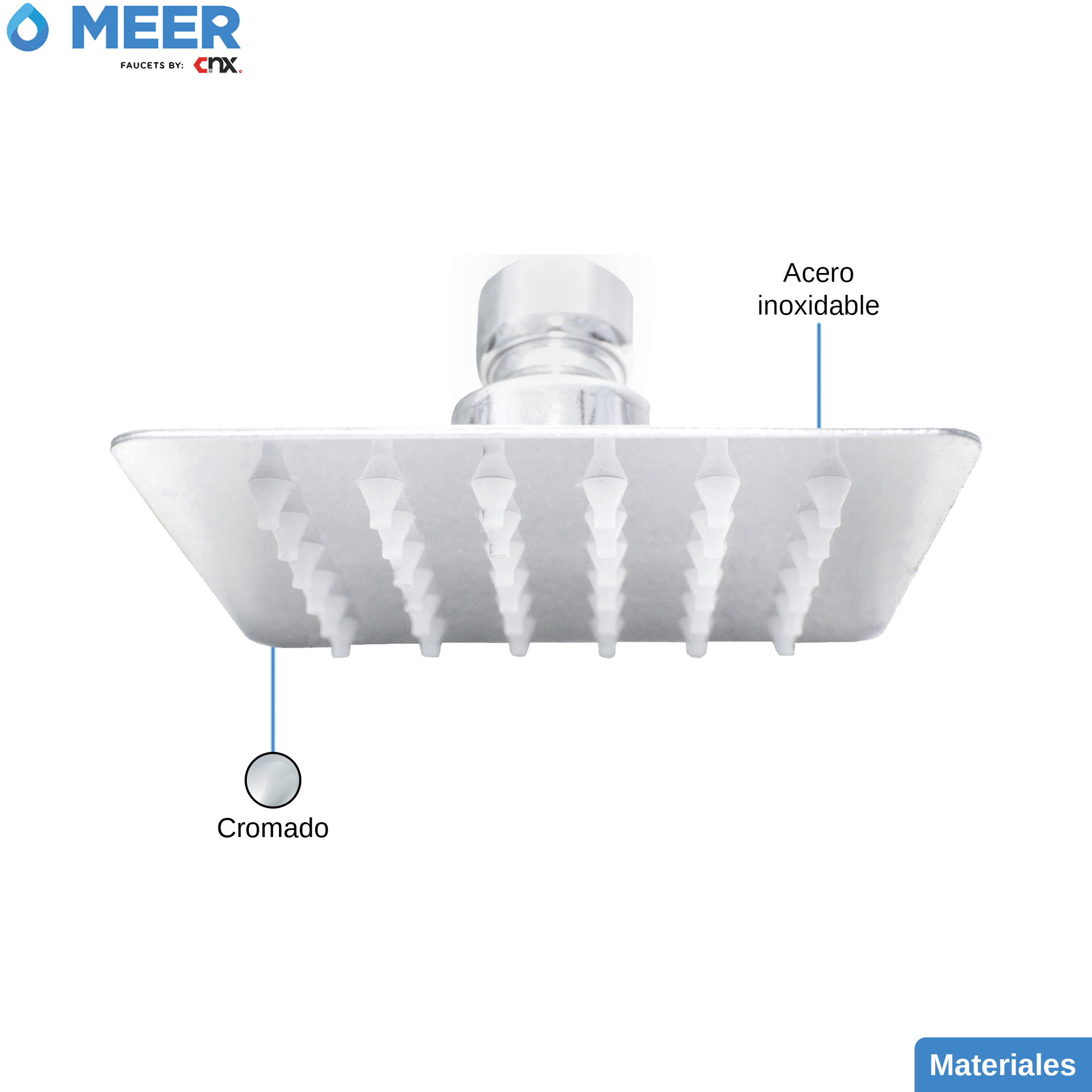 Foto 5 | Regadera Cuadrada de 4'' Cnx color Plateado de Acero Inoxidable