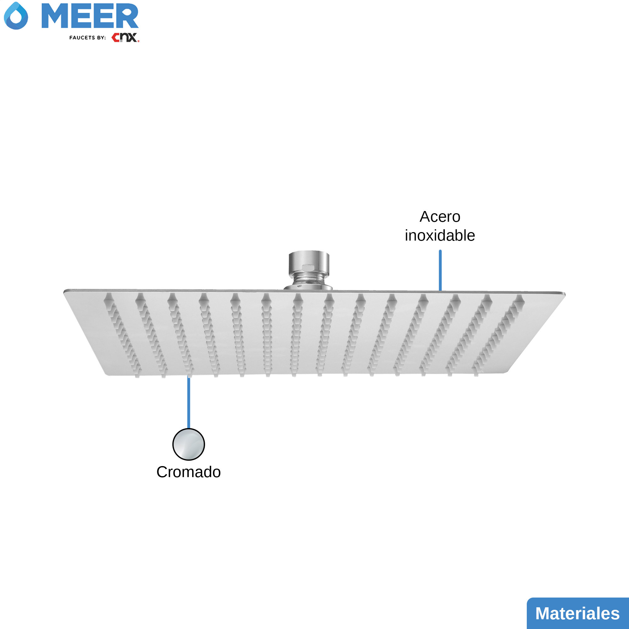 Foto 5 | Regadera Cuadrada CNX De 8 Plg Brazo De 40cm Chpton Y Manerales