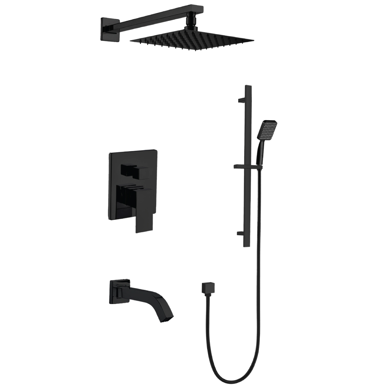 Set De Baño Rubinett Negro XK-KBACU-N It De Baño Cuadrado