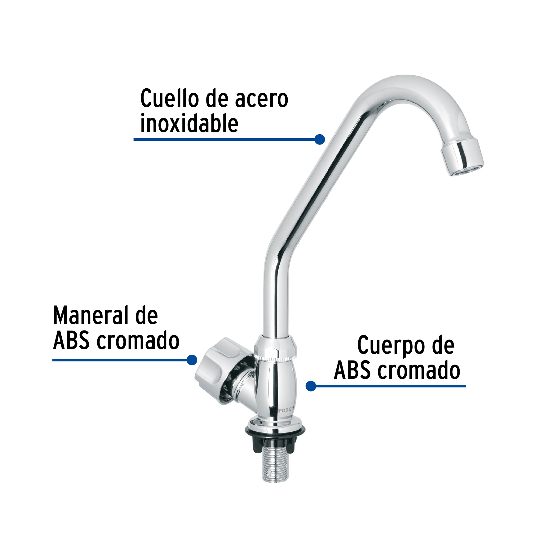 Foto 3 pulgar | Llave Individual Para Fregadero, Abs, Cuello Corto, Foset Basic