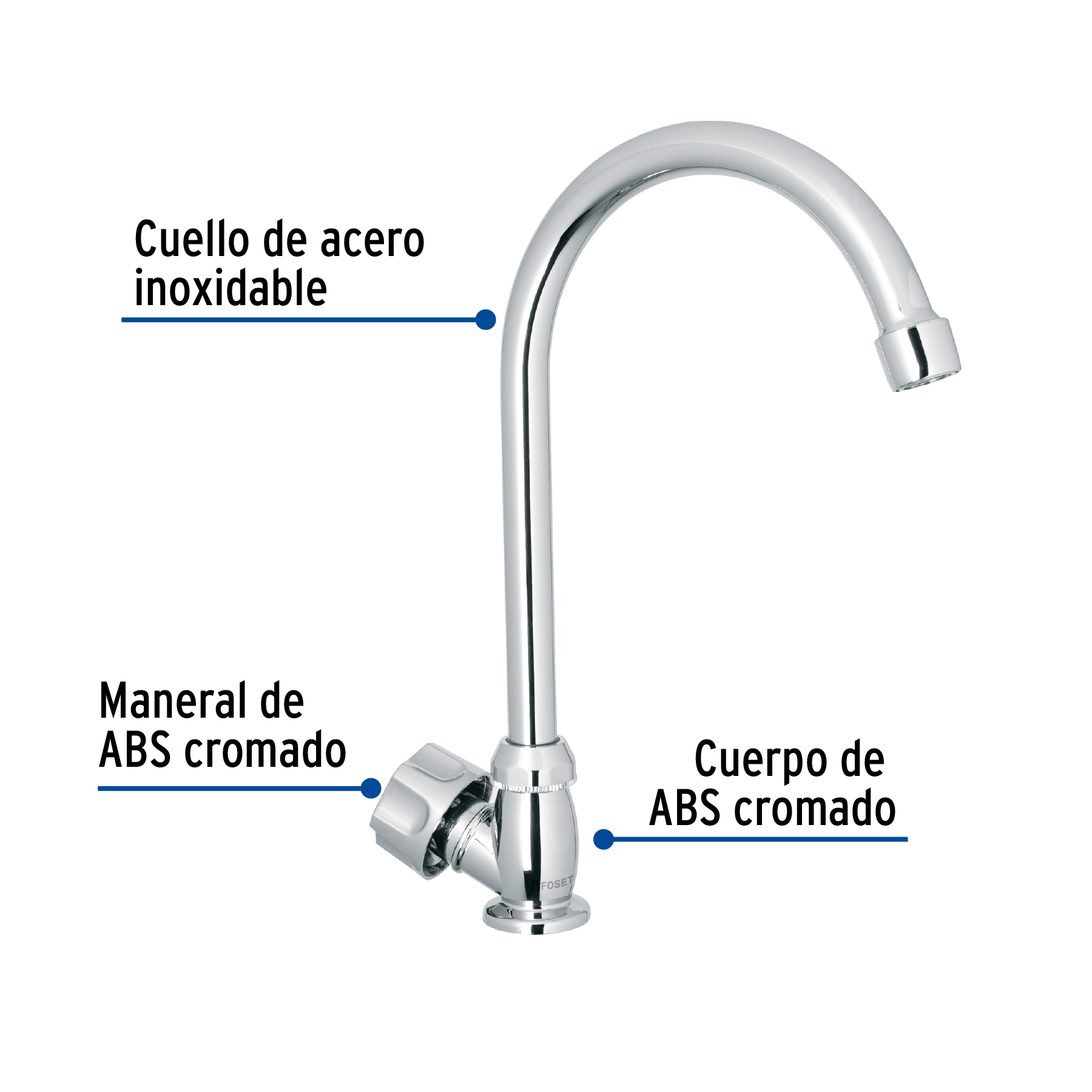 Foto 3 pulgar | Llave Individual Para Fregadero, Abs, Cuello Curvo, Foset, COLOR GRIS