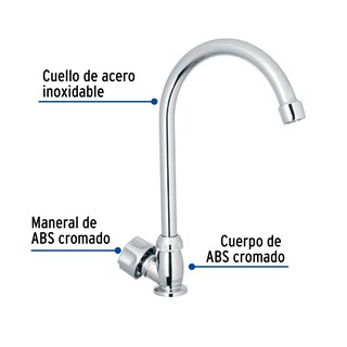 Foto 2 | Llave Individual Para Fregadero, Abs, Cuello Curvo, Foset, COLOR GRIS