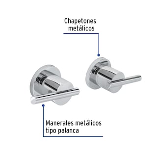 Foto 2 | Caja con 2 Manerales Acabado Cromo para Regadera Foset color Plata