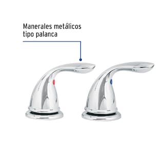 Foto 2 | Juego de Manerales Foset AEMM-01 color Plata Taladros Separados 2 Piezas para Lavabo