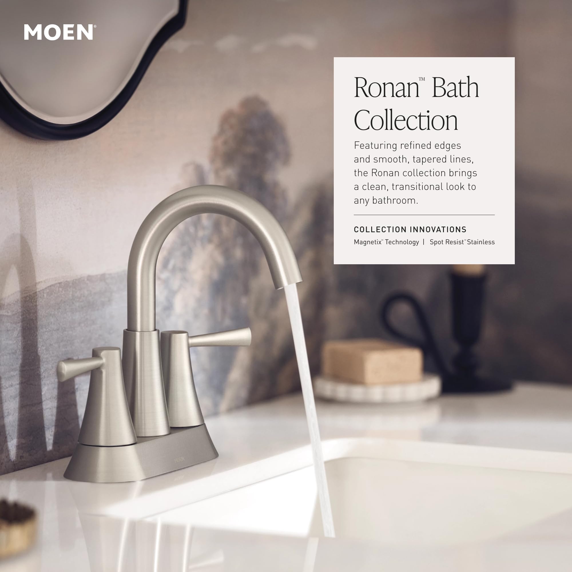 Foto 4 pulgar | Grifo De Baño Moen Ronan Spot Resist En Níquel Cepillado - Venta Internacional.