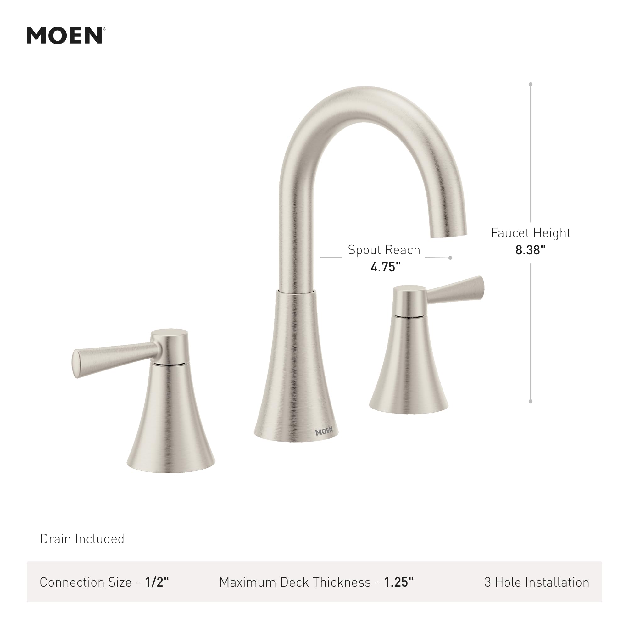 Foto 6 pulgar | Grifo De Baño Moen Ronan Spot Resist En Níquel Cepillado - Venta Internacional.