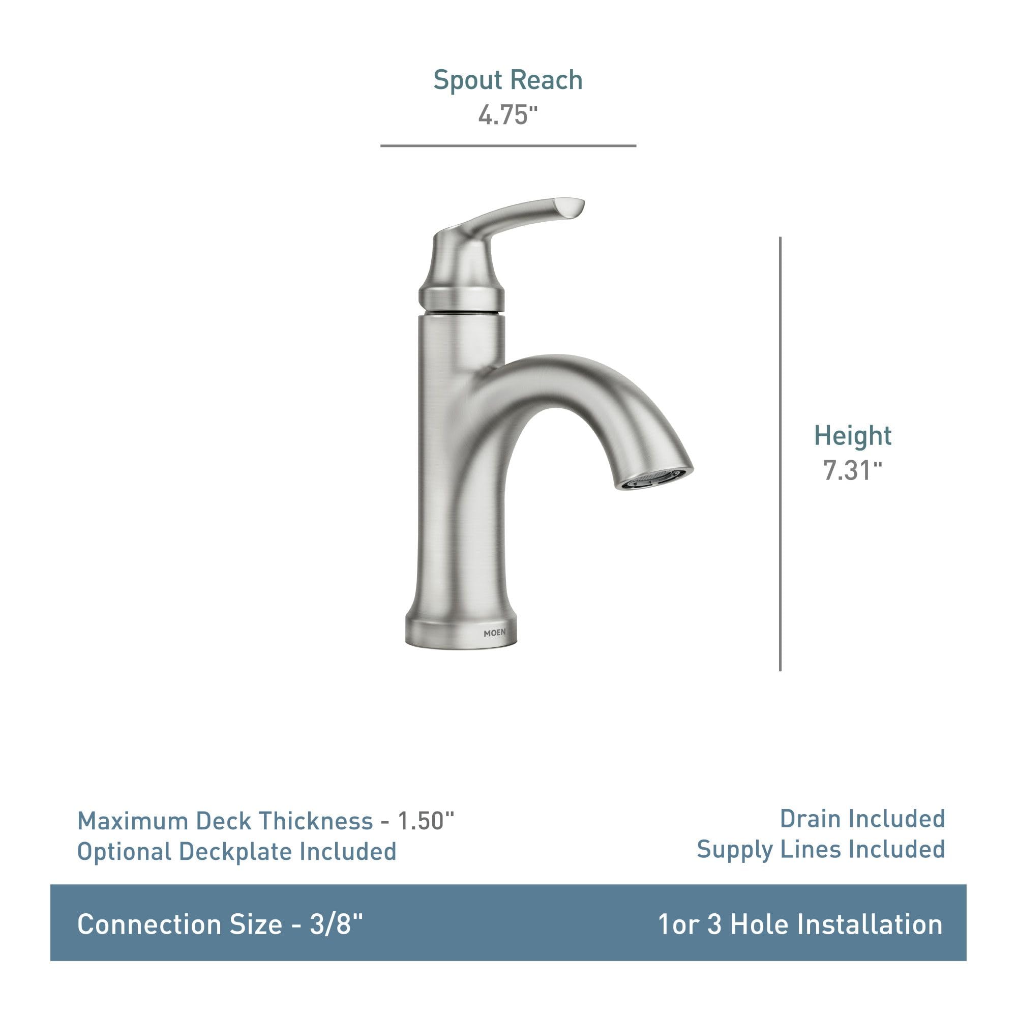 Foto 4 pulgar | Grifo De Baño Moen Wellton De Una Sola Manija En Níquel Cepillado - Venta Internacional.