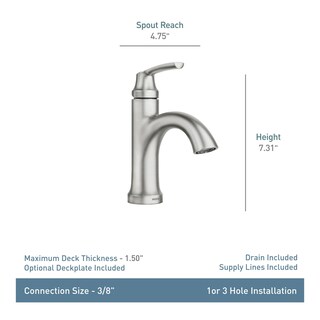 Foto 3 | Grifo De Baño Moen Wellton De Una Sola Manija En Níquel Cepillado - Venta Internacional.