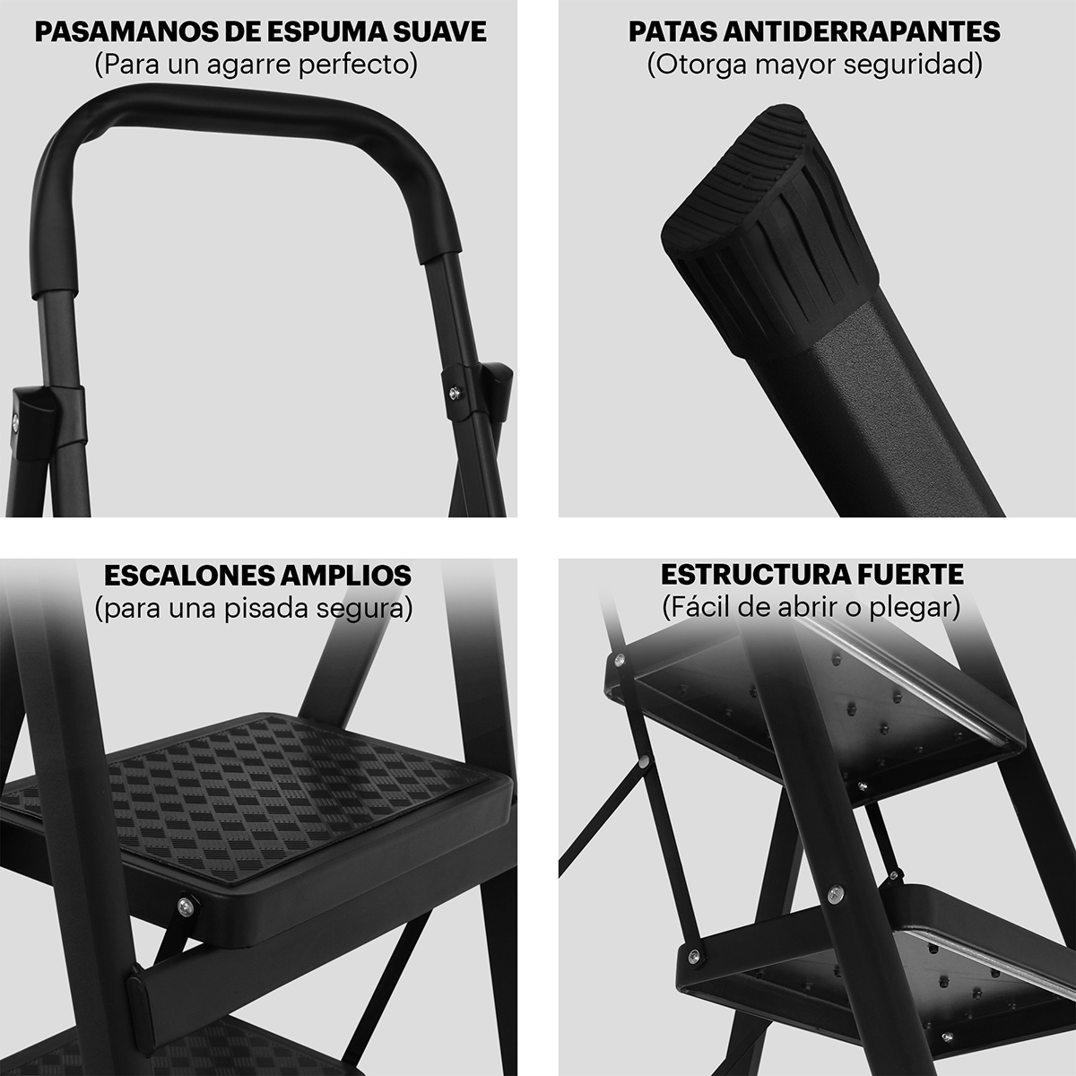 Foto 5 pulgar | Escalera 3 Peldaños ¡lo Necesito! Escalera Plegable Multiusos color Negro