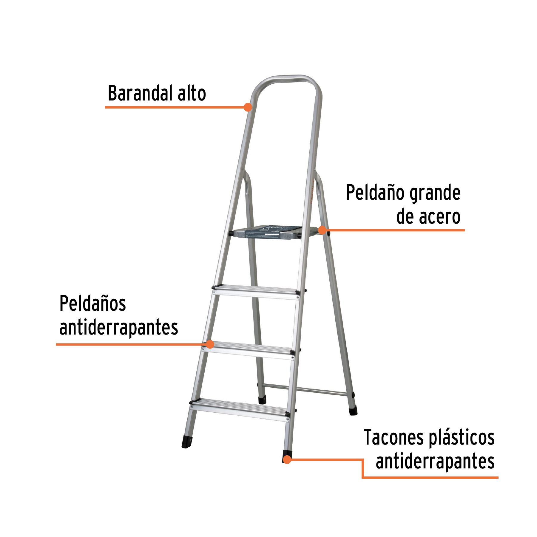 Foto 3 pulgar | Escalera Tubular Plegable 4 Peldaños Aluminio Truper Estu-4a Plata