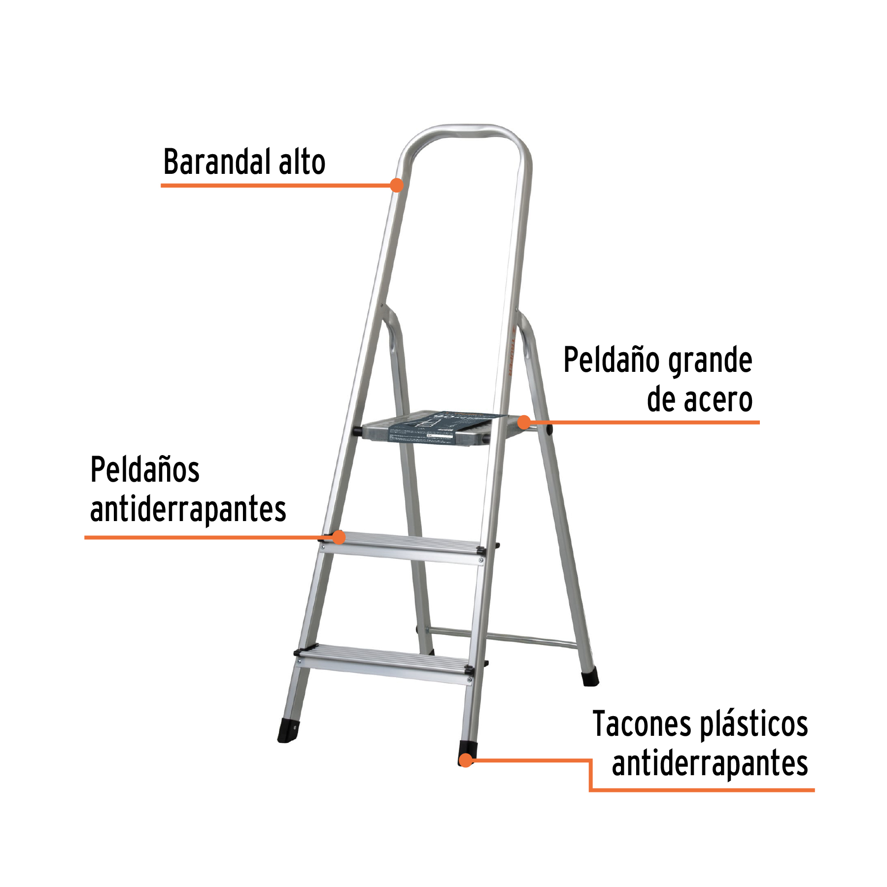 Foto 3 pulgar | Escalera Tubular Plegable 3 Peldaños Aluminio Truper Estu-3a Plata