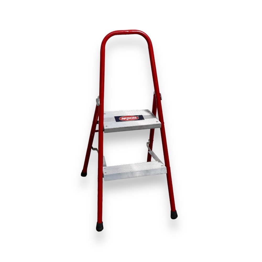 Escalera Taburete Plegable Akron 2 Escalones 1.22mts  Con Barandal De Acero