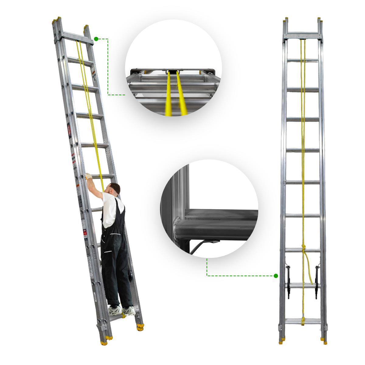 Foto 4 pulgar | Escalera De Extensión Akron 79-31 | De Aluminio | Altura Ajustable De 3.05m A 6.28m | 20 Peldaños | Uso Profesion