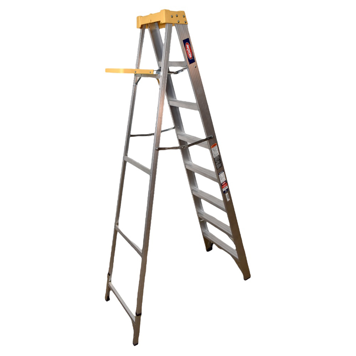 Foto 1 | Escalera De Tijera Akron 77-22 | De Aluminio | Altura 2.31m | 7 Peldaños | Uso Profesional (tipo Ii) Con Plataf