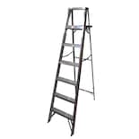 Escalera De Tijera Akron 77-79sp | De Aluminio | Altura 2.01m | 6 Peldaños | Uso Comercial (tipo Iii)