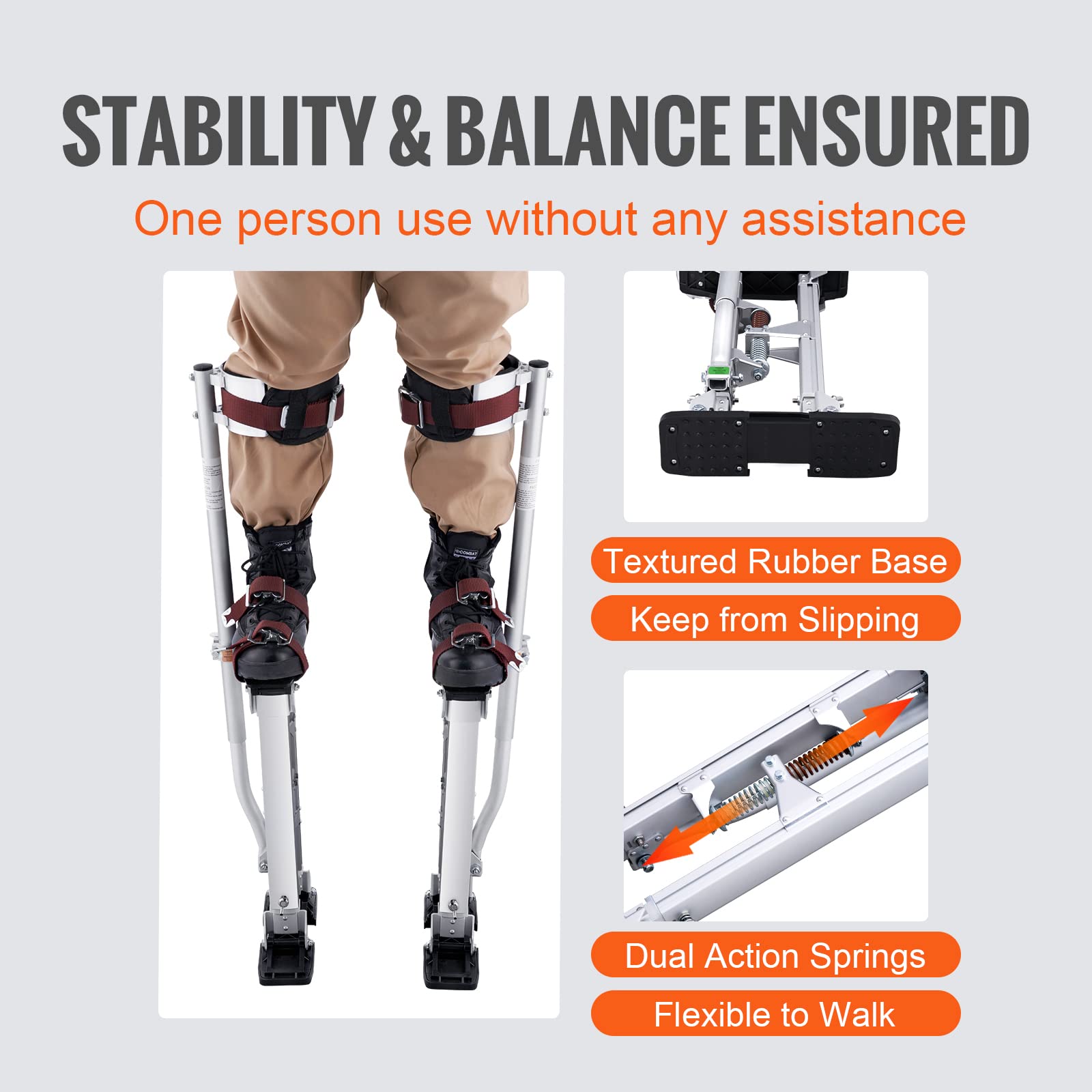 Foto 6 pulgar | Stilts Vevor De Aluminio Ajustable Para Paneles De Yeso De 18 A 30 Pulgadas Con Rodillera - Venta Internacional.