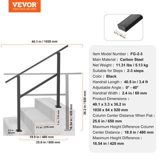 Foto 7 | Barandilla Vevor Outdoor Para Escaleras De 2 A 3 Peldaños, Acero Al Carbono - Venta Internacional.
