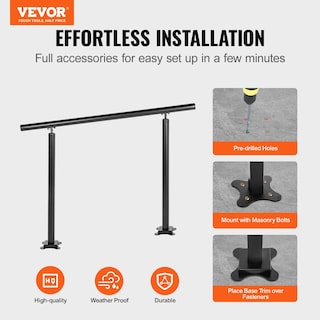 Foto 2 | Barandilla Vevor Para Escaleras Exteriores De 3 A 4 Peldaños De Aluminio Negro - Venta Internacional.