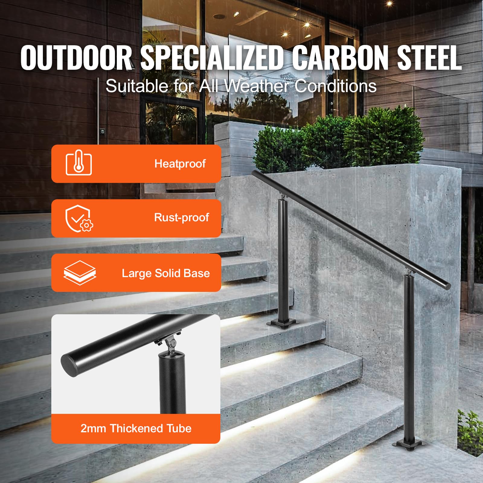 Foto 4 pulgar | Barandilla Vevor Para Escaleras Exteriores De 3 A 4 Peldaños De Aluminio Negro - Venta Internacional.