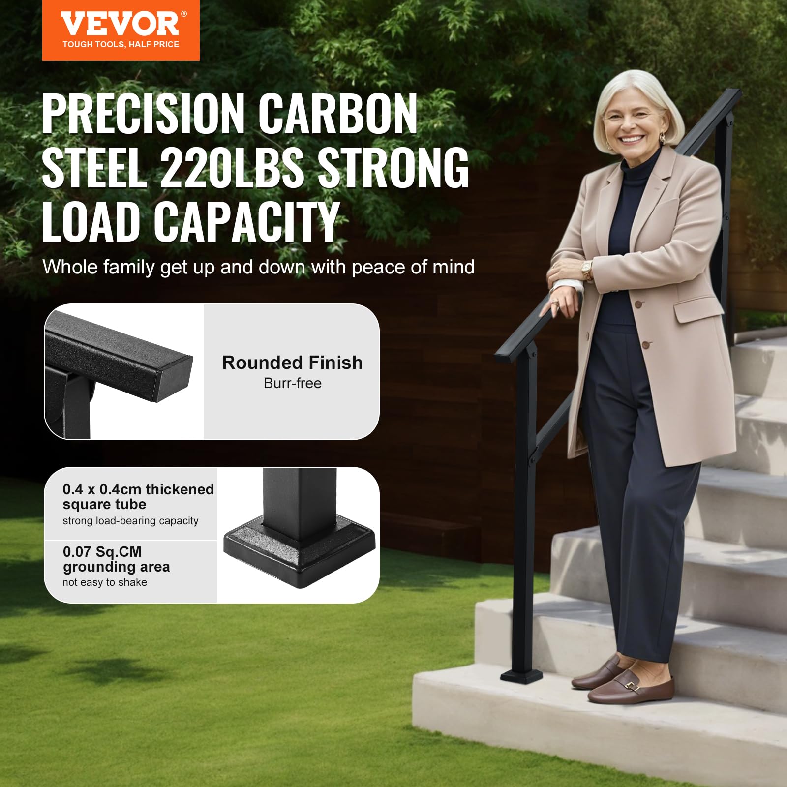 Foto 2 | Kit De Barandillas Para Escaleras Vevor Outdoor De 4 A 5 Peldaños - Venta Internacional.