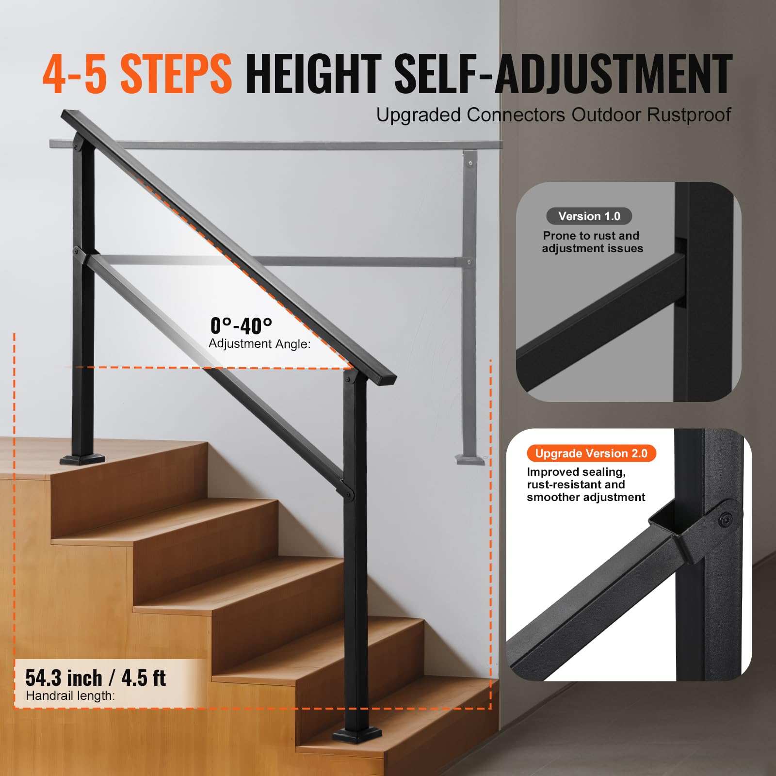 Foto 4 pulgar | Kit De Barandillas Para Escaleras Vevor Outdoor De 4 A 5 Peldaños - Venta Internacional.