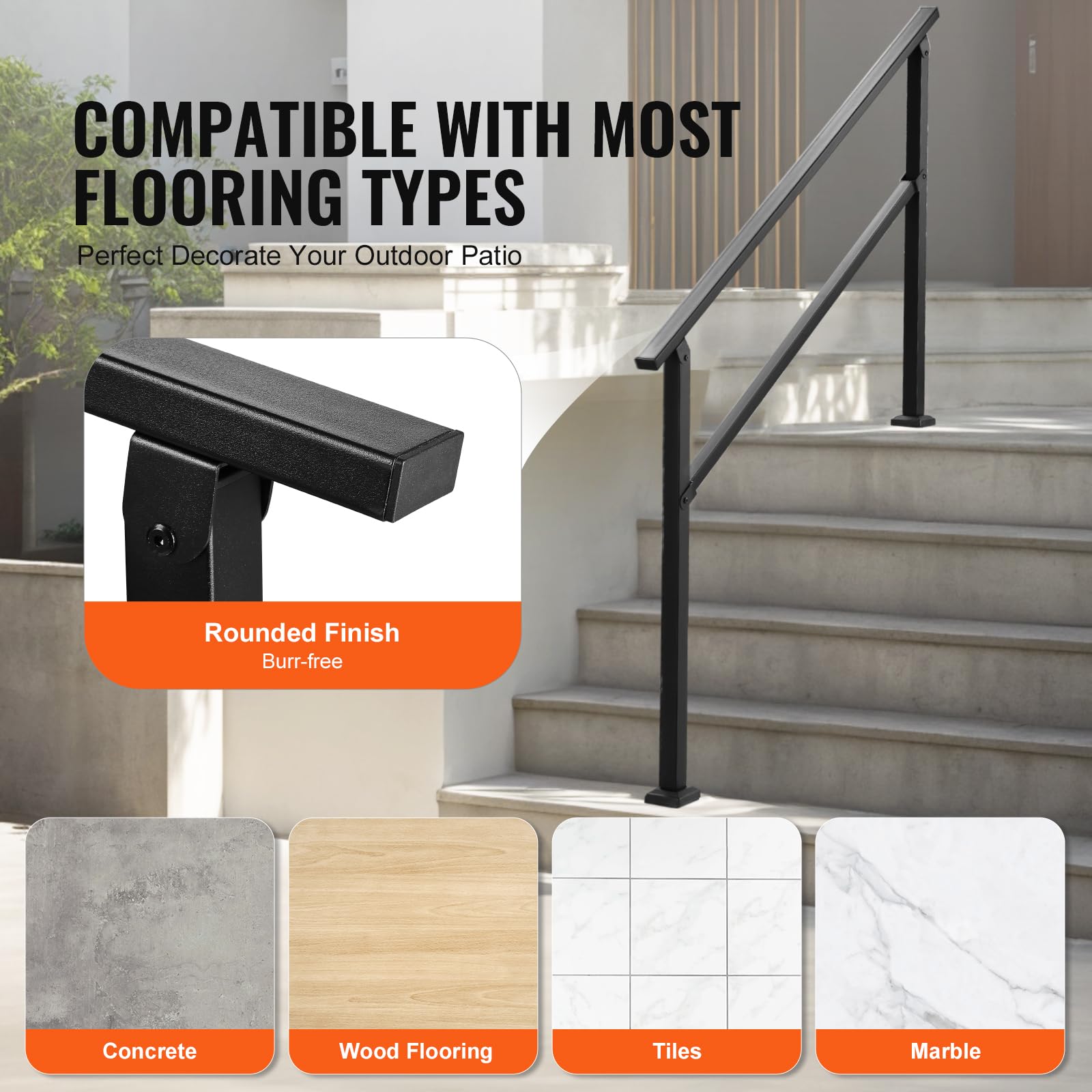 Foto 5 | Kit De Barandillas Para Escaleras Vevor Outdoor De 4 A 5 Peldaños - Venta Internacional.