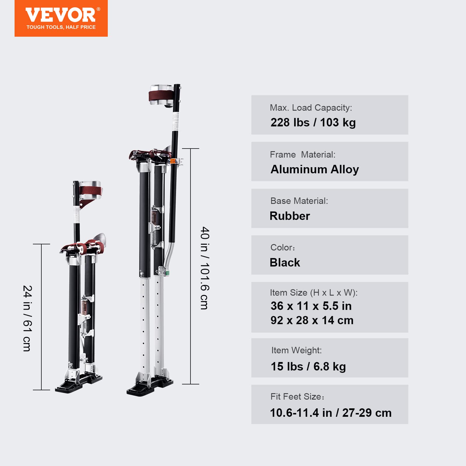 Foto 8 pulgar | Zócalos Para Paneles De Yeso Vevor Ajustables De Aluminio De 60 A 100 Cm Con Rodilleras - Venta Internacional.